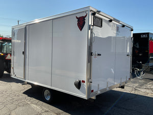 Durabull Trailers 101"X12' Multi-Sport Snowmobile Trailer White, Snow Package, 70" Interior Height, Galvanized Dexter Torflex Axle, 3 Year Warranty, Made in NH DuraBull Trailers