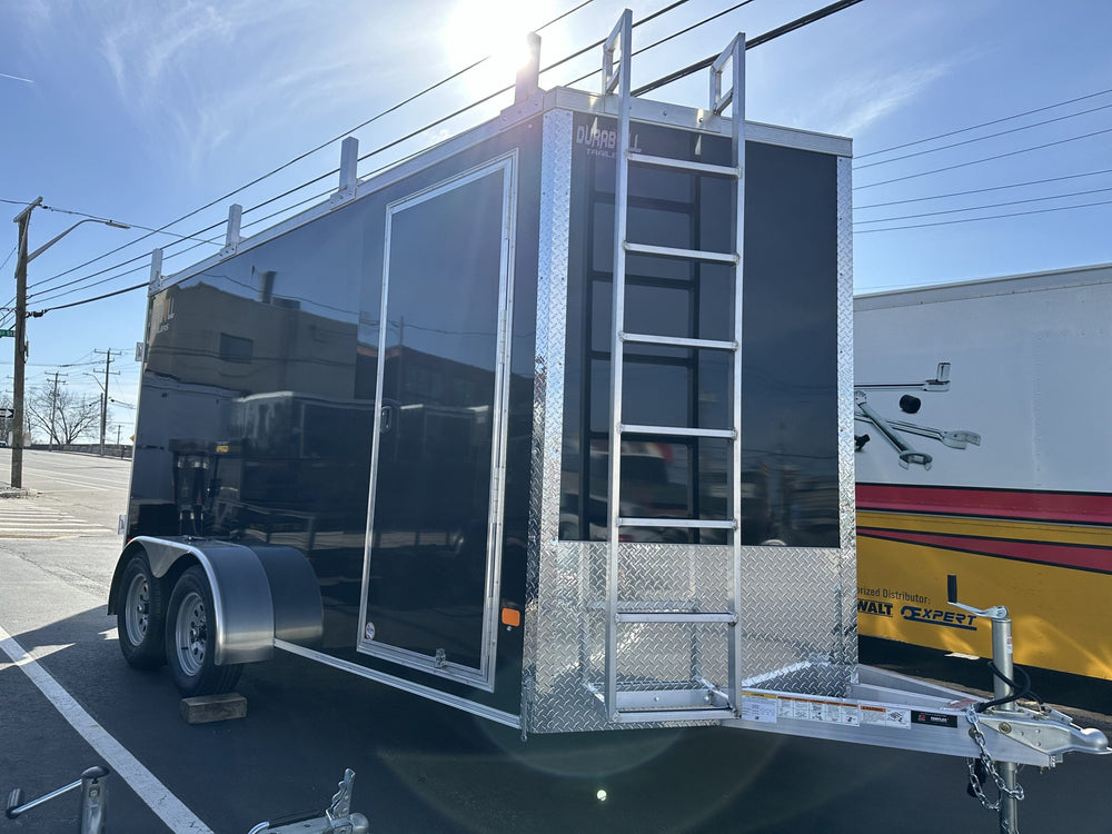 Aluminum Durabull Enclosed Contractor 7'x14'+2'V Barn Doors with stow away ramps Ron's Toy Shop, Inc.