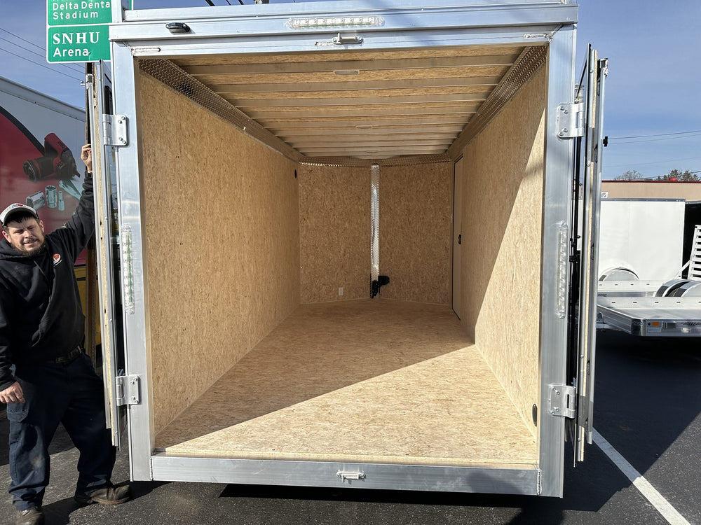 Aluminum Durabull Enclosed Contractor 7'x14'+2'V Barn Doors with stow away ramps Ron's Toy Shop, Inc.