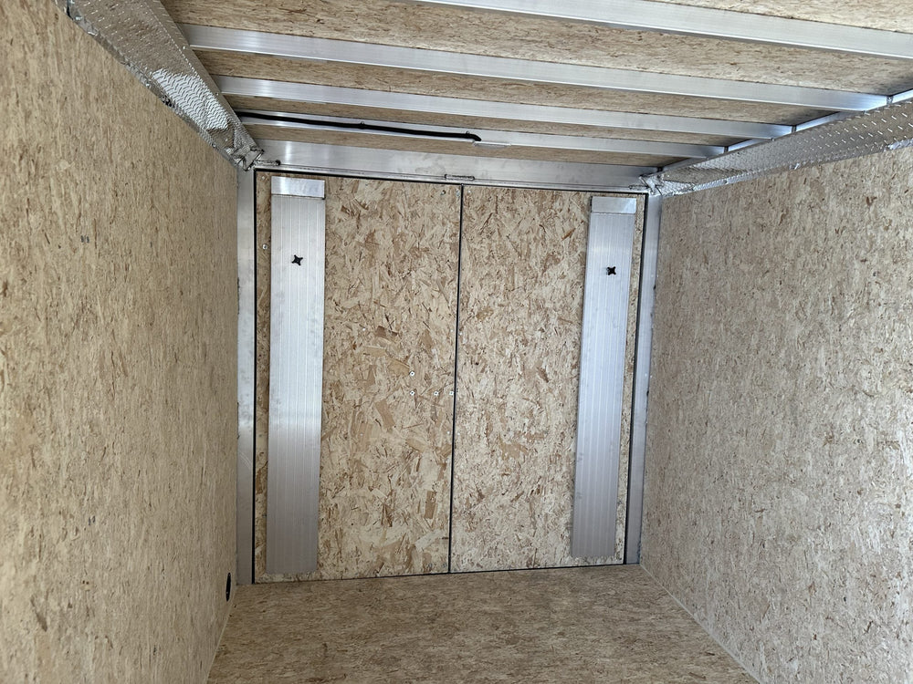 Aluminum Durabull Enclosed Contractor 7'x14'+2'V Barn Doors with stow away ramps Ron's Toy Shop, Inc.