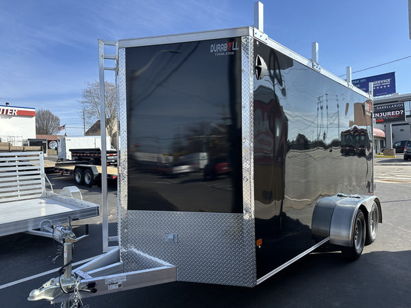 Aluminum Durabull Enclosed Contractor 7'x14'+2'V Barn Doors with stow away ramps Ron's Toy Shop, Inc.