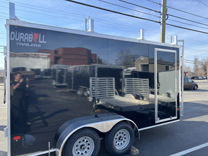 Aluminum Durabull Enclosed Contractor 7'x14'+2'V Barn Doors with stow away ramps Ron's Toy Shop, Inc.