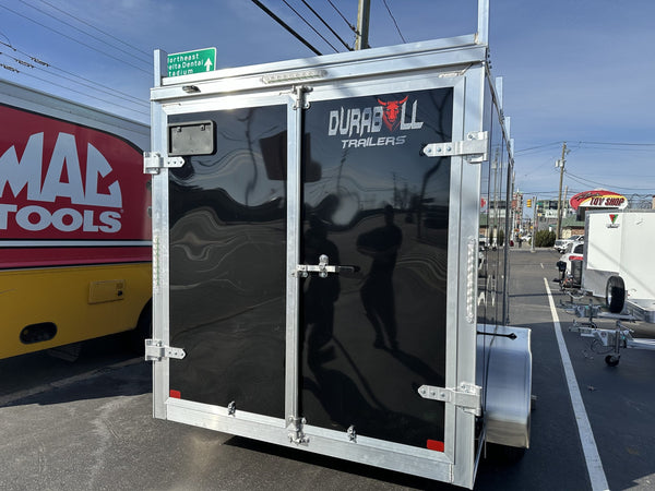 Aluminum Durabull Enclosed Contractor 7'x14'+2'V Barn Doors with stow away ramps Ron's Toy Shop, Inc.