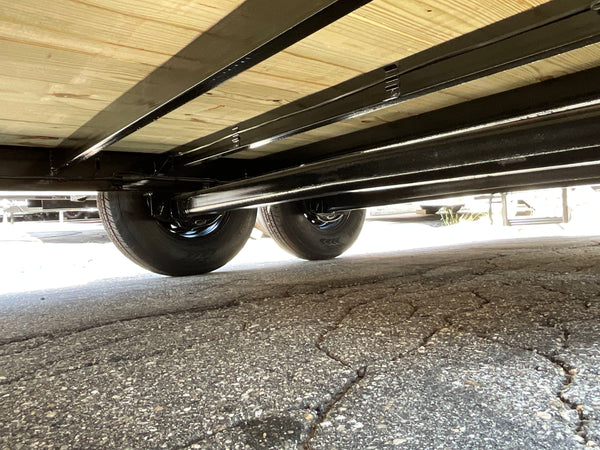 Moritz International Commercial Grade Equipment Trailer 81.5"x20' Moritz Black 14,000 GVWR, Cold Formed 8" I Beam, Aluminum Tool Box, Aluminum Ramps, Torsion Axles, 4 Bolt Forged Coupler, Tie Downs Between Fenders, HD Stake Pockets, 2 Year Warranty Moritz International