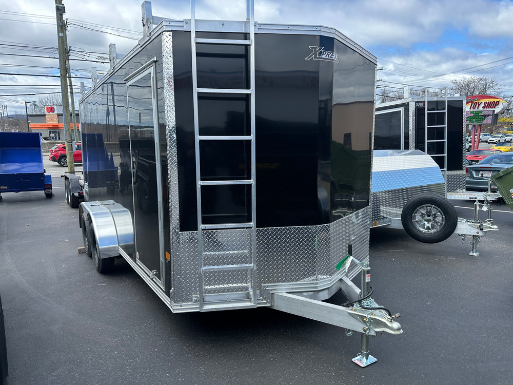 Enclosed Aluminum Cargo Trailer 7'x16' BLACK Barn Contractor Alcom Xpress XLT Series