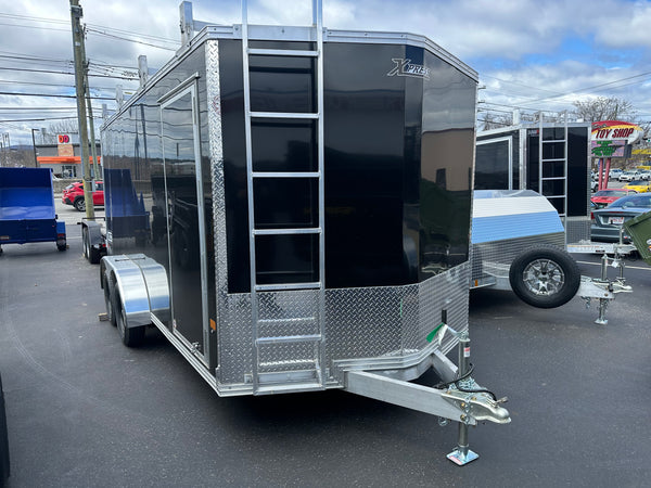 Enclosed Aluminum Cargo Trailer 7'x16' BLACK Barn Contractor Alcom Xpress XLT Series