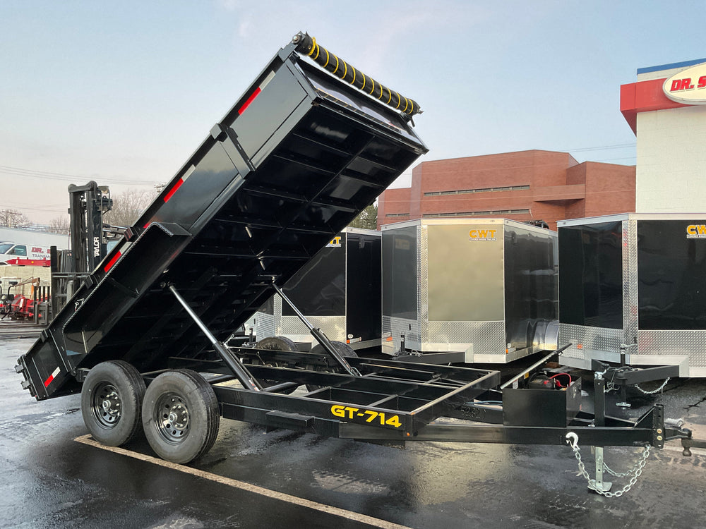 Griffin Dump Trailer 83"x14' Black 14K GVWR with Ramps and Tarp Griffin Trailers
