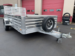Hillsboro AU78X12AL Open Aluminum Utility Trailer F/G 78"x12' Solid Sides and Spare Ron's Toy Shop, Inc.