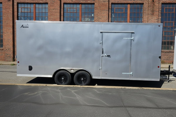 Enclosed Car Hauler Trailer 8.5'x20' Silver Car Mate Avalanche 9990 GVWR Car Mate Trailers