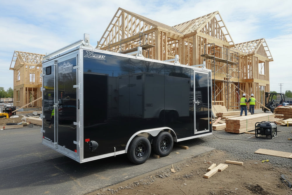 Xpress Enclosed 8.5X16 Black Ramp Door 7000# GVWR Ultimate Contractor Package Xpress Trailers