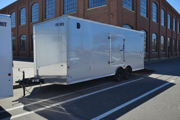 Enclosed Car Hauler Trailer 8.5'x20' Silver Car Mate Avalanche 9990 GVWR Car Mate Trailers