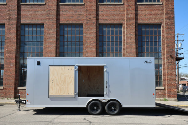 Enclosed Car Hauler Trailer 8.5'x20' Silver Car Mate Avalanche 9990 GVWR Car Mate Trailers
