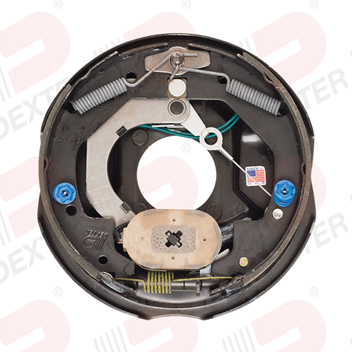 Dexter 3,500 Lbs Per Pair Capacity (1,750 Lbs Each) 10" x 2-1/4" Nev-R-Adjust® Electric Drum Brake Assembly Complete, Left Side, 4-Bolt Mount, Black Painted Finish, Retail Boxed