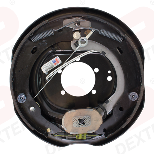 Dexter 6,000 Lbs Per Pair Capacity (3,000 lbs Each) 12" x 2" Nev-R-Adjust® Electric Drum Brake Assembly, Right Side, 5-Bolt Mount, Retail Boxed