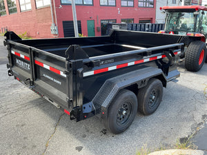 Moritz International DLBH610-10 10,000 GVWR Commercial Duty Dump Trailer, 10,000 GVWR Dump Trailer, Aluminum Ramps, 24" Sides, Torsion Axles, 8" I-Beam Frame, 4-Bolt Coupler, Stake Pockets, 2-Year Warranty