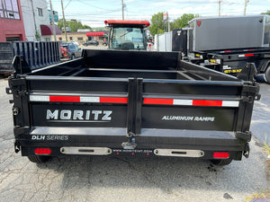 Moritz International DLBH610-10 10,000 GVWR Commercial Duty Dump Trailer, 10,000 GVWR Dump Trailer, Aluminum Ramps, 24" Sides, Torsion Axles, 8" I-Beam Frame, 4-Bolt Coupler, Stake Pockets, 2-Year Warranty