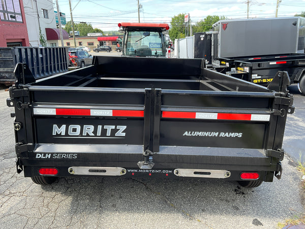 Moritz International DLBH610-10 10,000 GVWR Commercial Duty Dump Trailer, 10,000 GVWR Dump Trailer, Aluminum Ramps, 24" Sides, Torsion Axles, 8" I-Beam Frame, 4-Bolt Coupler, Stake Pockets, 2-Year Warranty