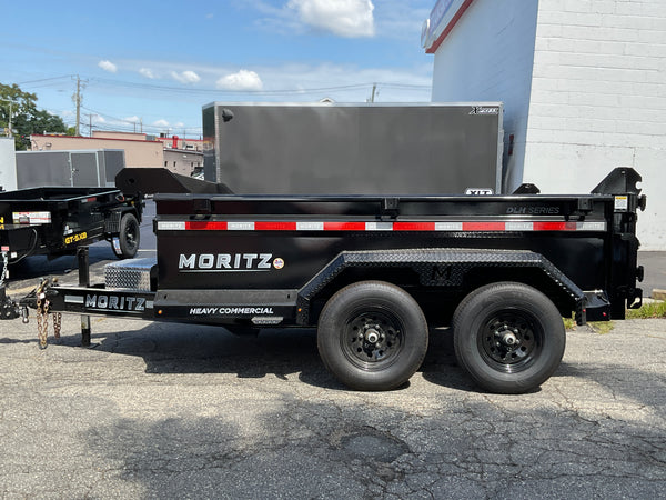 Moritz International DLBH610-10 10,000 GVWR Commercial Duty Dump Trailer, 10,000 GVWR Dump Trailer, Aluminum Ramps, 24" Sides, Torsion Axles, 8" I-Beam Frame, 4-Bolt Coupler, Stake Pockets, 2-Year Warranty