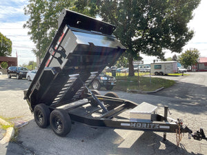 Moritz International DLBH610-10 10,000 GVWR Commercial Duty Dump Trailer, 10,000 GVWR Dump Trailer, Aluminum Ramps, 24" Sides, Torsion Axles, 8" I-Beam Frame, 4-Bolt Coupler, Stake Pockets, 2-Year Warranty