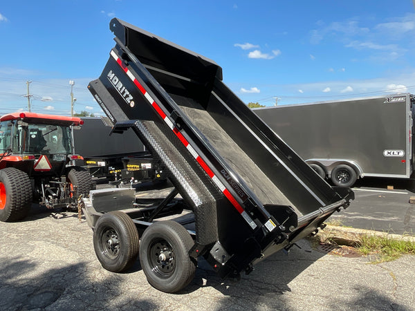 Moritz International DLBH610-10 10,000 GVWR Commercial Duty Dump Trailer, 10,000 GVWR Dump Trailer, Aluminum Ramps, 24" Sides, Torsion Axles, 8" I-Beam Frame, 4-Bolt Coupler, Stake Pockets, 2-Year Warranty