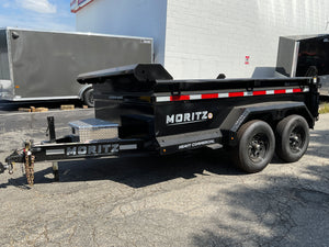 Moritz International DLBH610-10 10,000 GVWR Commercial Duty Dump Trailer, 10,000 GVWR Dump Trailer, Aluminum Ramps, 24" Sides, Torsion Axles, 8" I-Beam Frame, 4-Bolt Coupler, Stake Pockets, 2-Year Warranty