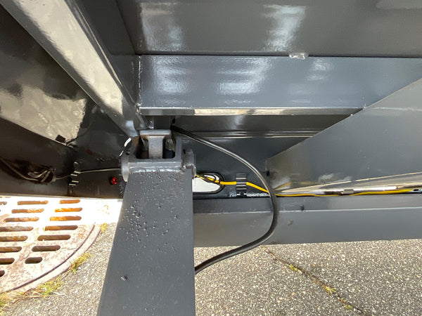 Moritz International Scissor Hoist Dump Trailer 81.5"x14' Charcoal, 14k GVWR, Cold Rolled 8" I-Beam, Torsion Axles, Aluminum Ramps, 24" Sides, Stake Pockets, Solar Charger, Hydraulic Jack, Tarp Kit, Forged 4-Bolt Coupler, 2 Year Warranty