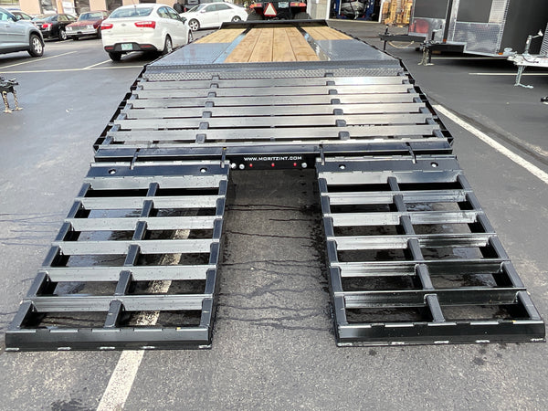 Moritz International FDPH DT 20+5 Heavy-Duty Deckover Trailer – 25,900 lb GVWR, Pintle Ring, Dual Speed Tongue Jacks, Under Body Tool Box, 2 Year Warranty