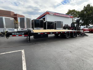 Moritz International FDPH DT 20+5 Heavy-Duty Deckover Trailer – 25,900 lb GVWR, Pintle Ring, Dual Speed Tongue Jacks, Under Body Tool Box, 2 Year Warranty