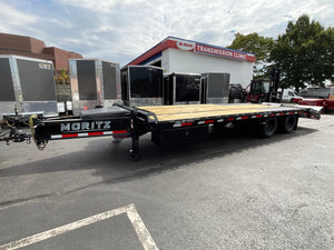 Moritz International FDPH DT 20+5 Heavy-Duty Deckover Trailer – 25,900 lb GVWR, Pintle Ring, Dual Speed Tongue Jacks, Under Body Tool Box, 2 Year Warranty