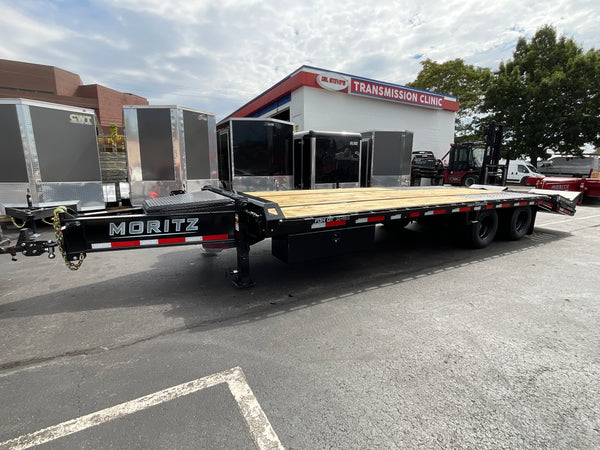 Moritz International FDPH DT 20+5 Heavy-Duty Deckover Trailer – 25,900 lb GVWR, Pintle Ring, Dual Speed Tongue Jacks, Under Body Tool Box, 2 Year Warranty