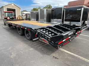 Moritz International FDPH DT 20+5 Heavy-Duty Deckover Trailer – 25,900 lb GVWR, Pintle Ring, Dual Speed Tongue Jacks, Under Body Tool Box, 2 Year Warranty