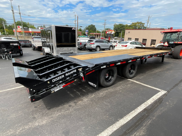 Moritz International FDPH DT 20+5 Heavy-Duty Deckover Trailer – 25,900 lb GVWR, Pintle Ring, Dual Speed Tongue Jacks, Under Body Tool Box, 2 Year Warranty