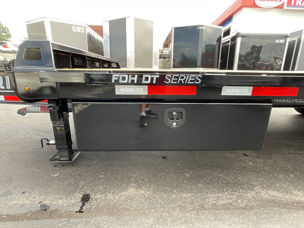 Moritz International FDPH DT 20+5 Heavy-Duty Deckover Trailer – 25,900 lb GVWR, Pintle Ring, Dual Speed Tongue Jacks, Under Body Tool Box, 2 Year Warranty
