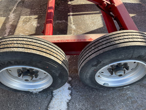 USED Gooseneck Dump Trailer 81.5"x14' Red Moritz - Scissors Hoist - Ramps - 16k GVWR Moritz International