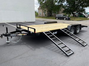 Open Car Hauler 82"x18' BLACK Car Mate Trailer 7k GVWR d-rings Car Mate Trailers