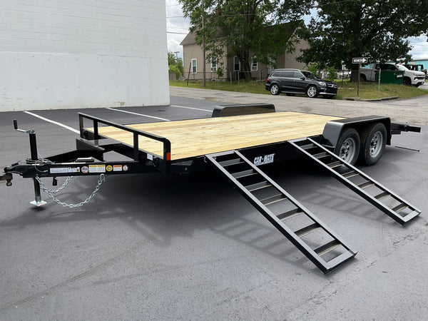 Open Car Hauler 82"x18' BLACK Car Mate Trailer 7k GVWR d-rings Car Mate Trailers