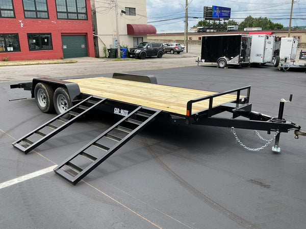 Open Car Hauler 82"x18' BLACK Car Mate Trailer 7k GVWR d-rings Car Mate Trailers