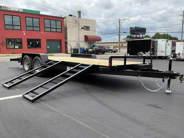 Open Car Hauler 82"x18' BLACK Car Mate Trailer 7k GVWR d-rings Car Mate Trailers