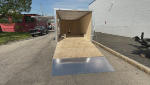 Enclosed Car Hauler Trailer 8.5'x20' V-Nose Silver Ramp Durabull Aluminum 9990 GVWR Elite Escape Door