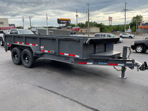 Top Hat Trailers DX14 Dump Trailer 83"x16' Charcoal Grey 14K GVWR with Ramps, Dexter Axles, Valspar Paint Top Hat Trailers