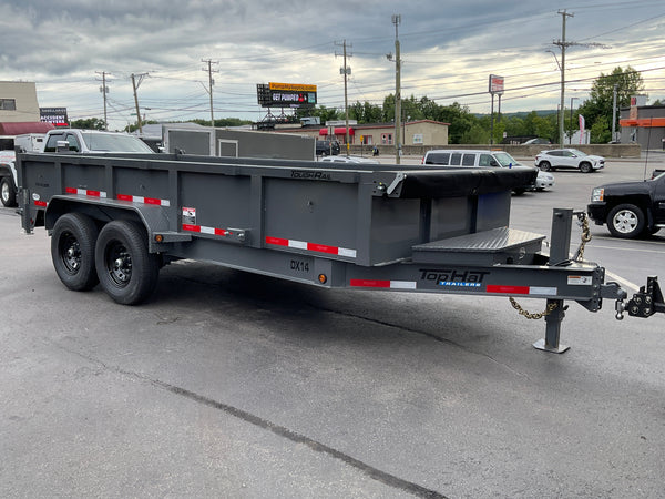 Top Hat Trailers DX14 Dump Trailer 83"x16' Charcoal Grey 14K GVWR with Ramps, Dexter Axles, Valspar Paint Top Hat Trailers