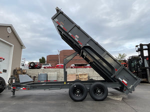 Top Hat Trailers DX14 Dump Trailer 83"x16' Charcoal Grey 14K GVWR with Ramps, Dexter Axles, Valspar Paint Top Hat Trailers