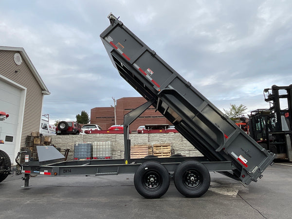 Top Hat Trailers DX14 Dump Trailer 83"x16' Charcoal Grey 14K GVWR with Ramps, Dexter Axles, Valspar Paint Top Hat Trailers