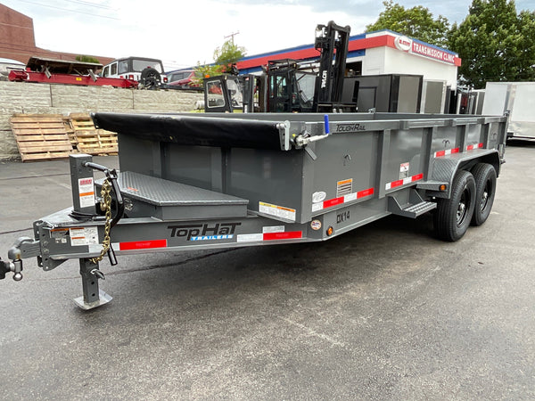 Top Hat Trailers DX14 Dump Trailer 83"x16' Charcoal Grey 14K GVWR with Ramps, Dexter Axles, Valspar Paint Top Hat Trailers