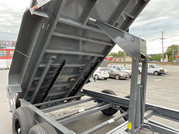 Top Hat Trailers DX14 Dump Trailer 83"x16' Charcoal Grey 14K GVWR with Ramps, Dexter Axles, Valspar Paint Top Hat Trailers