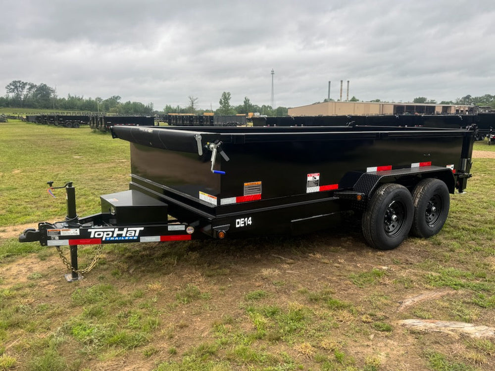 Top Hat Trailers DE14 Dump Trailer 83"x14' Black 14K GVWR with Ramps Top Hat Trailers