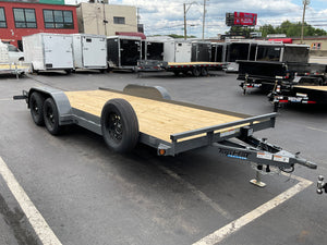 Top Hat Trailers Open Car Hauler Trailer 83"x18' BCH, Charcoal Grey, 7K GVWR, Slide-N-Ramp 4' Angle, Removable Fender, Dexter Axles, Valspar Paint Top Hat Trailers