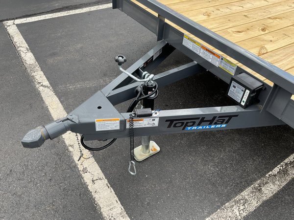 Top Hat Trailers Basic Car Hauler Trailer 83"x18' BCH, Charcoal Grey, 7K GVWR, Slide-N-Ramp 4' Angle, Removable Fender, Dexter Axles, Valspar Paint Top Hat Trailers