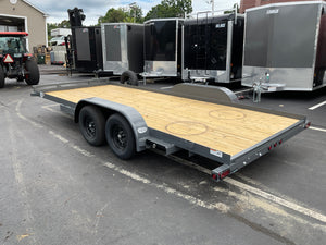 Top Hat Trailers Basic Car Hauler Trailer 83"x18' BCH, Charcoal Grey, 7K GVWR, Slide-N-Ramp 4' Angle, Removable Fender, Dexter Axles, Valspar Paint Top Hat Trailers