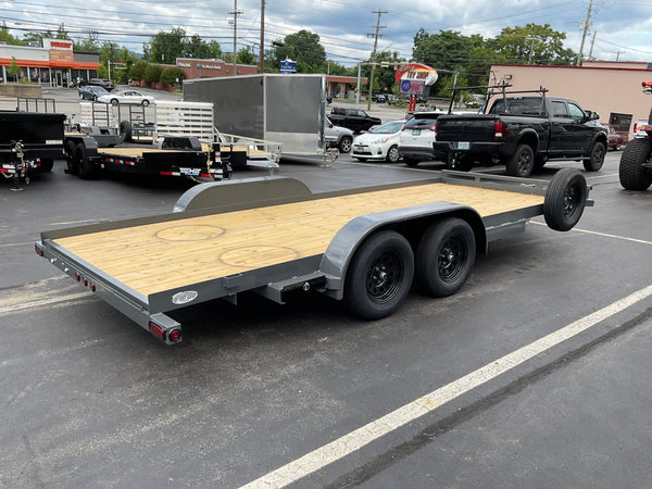 Top Hat Trailers Basic Car Hauler Trailer 83"x18' BCH, Charcoal Grey, 7K GVWR, Slide-N-Ramp 4' Angle, Removable Fender, Dexter Axles, Valspar Paint Top Hat Trailers